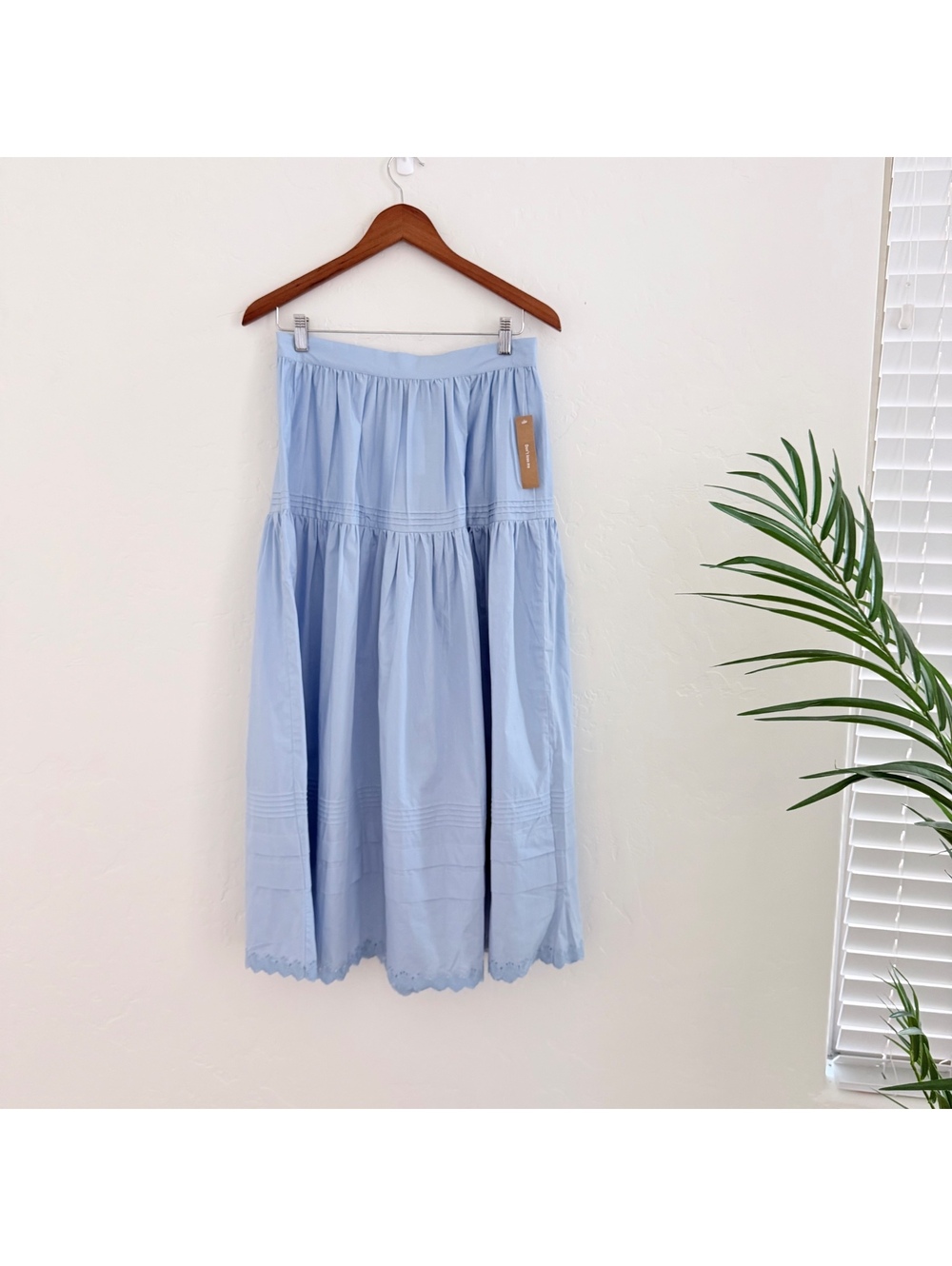 o.p.t by Few Moda Beth Cotton Floaty Maxi Skirt Lace Trim Size 6 Light Blue - Picture 3 of 9